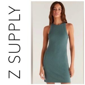 Z Supply sage green ribbed knit sleeveless mini dress